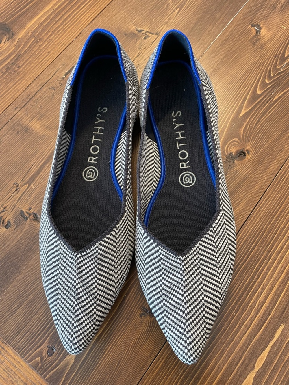 Rothys The Point Cloud Gray Birdseye Knit 🖤🤍 Women's Size 9.5